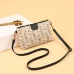 New color-block digital print zipper crossbody small square bag coin purse casual mobile phone bag - Image 4