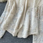 Sweet heavy industry leaf embroidery cardigan versatile long-sleeved top - Image 7